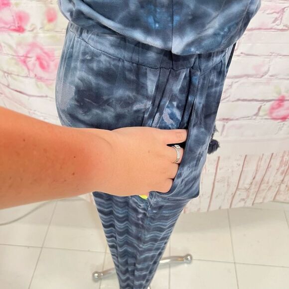 YFB Navy Tie Dye Casual Slim Fit Jumpsuit With Pockets size small - Picture 5 of 13